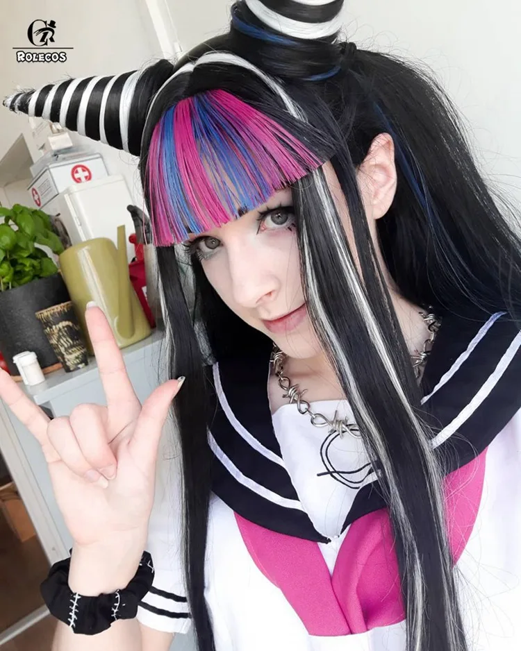 Парик для косплея ROLECOS Danganronpa Mioda Ibuki 100 см длинные прямые женские волосы смешанные