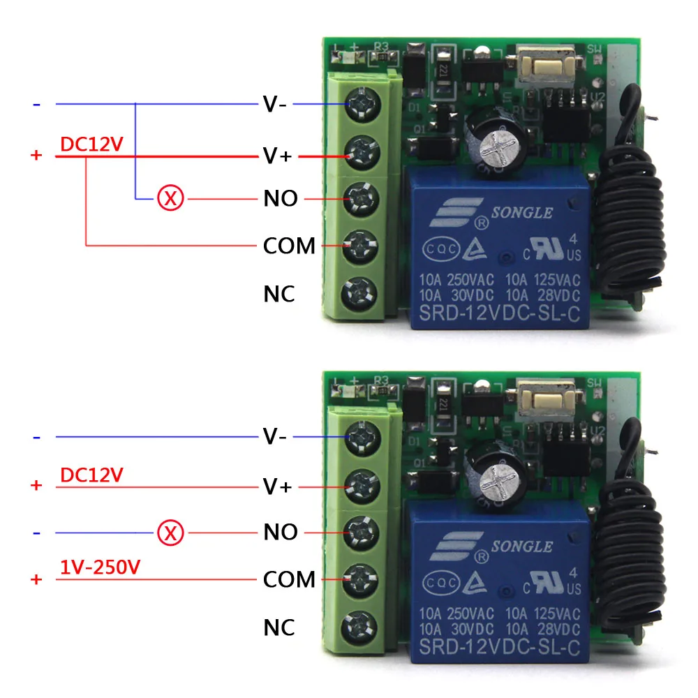 DC 12V Single Channel Relay Module RF Wireless Switch Receiver + Remote Control Transmitter DIY Kit | Электроника