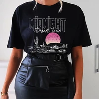 kuakuayu hjn midnight desert tour sun graphic tee art aesthetics casual funny fashion cool grunge dark black unisex women tshirt