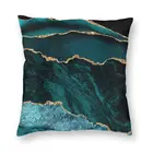 Наволочка для подушки с бирюзовым и золотым агатом 40x40, декоративная 3D подушка с геометрическим рисунком для гостиной с двух сторон