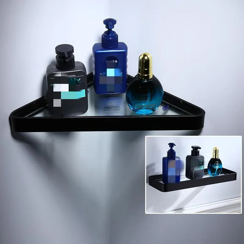 Полка из черного алюминия и стекла для ванной настенная полка шампуня душа