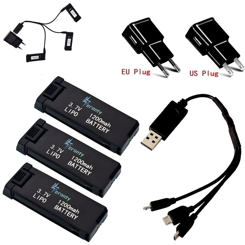 

Upgraded 3.7V 1200mAH Battery + 3-in-1 battery Charger for E58 JY019 S168 RC Quadcopter Spare Parts 3.7v RC Drone Lipo Battery