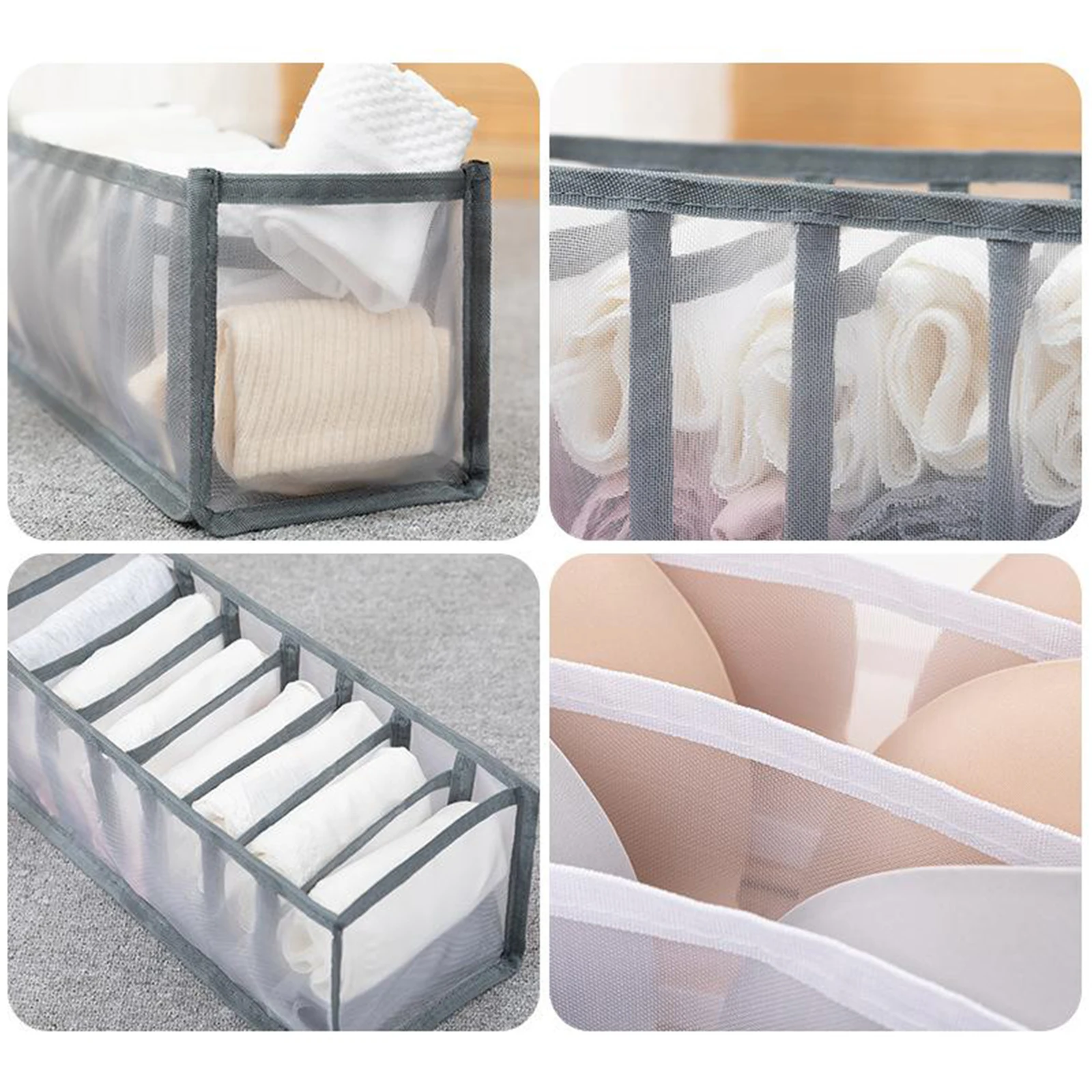6 Gripes Foldable Drawer Organizer Underwear Bra Sock Ties Scarf Storage Box Close Basket Bins Container | Дом и сад