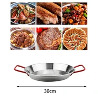 new 30cm stainless steel non stick paella pan spanish seafood frying pot double ear cheese cooker cooking pan kitchenware