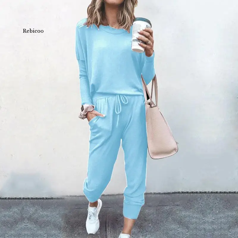 

2Pcs Sports Pullover Hoodies Sweatshirt Elastic Waist Trousers Suit Set Winter Tracksuit Autumn Women Thicken Velvet Warm Sets