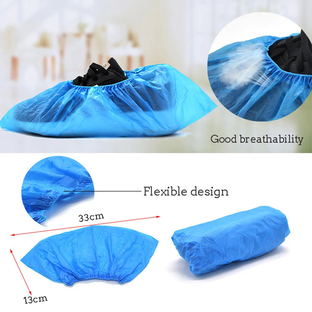 100 шт. одноразовых пластиковых чехлов для обуви CPE наружной и внутренней защиты от