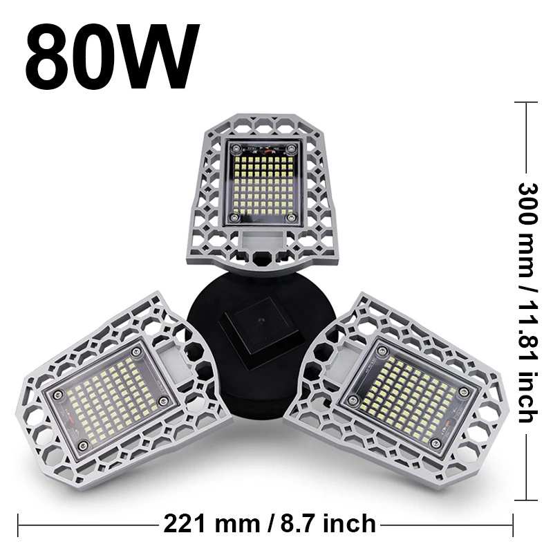 80W 100W 80W 60W E27 LED Lamp 110V 220V LED Bulb Deformable High Power Light For Warehouse Factory Garage Basement Gym - Испускаемый цвет: 80W