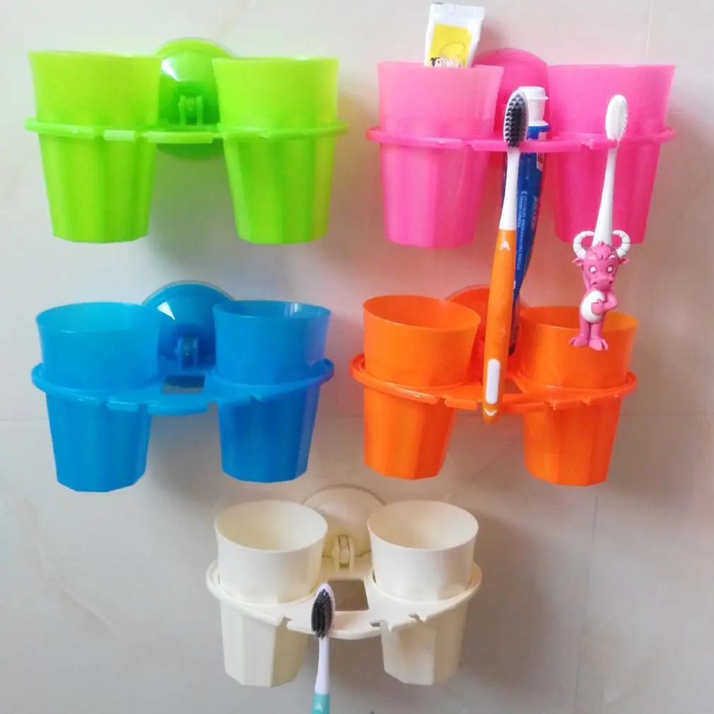 Creative suction cup toothbrush holder mouth couple brushing teeth bathroom wash set rack | Дом и сад