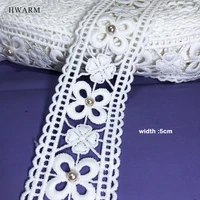 10yard 3d lace fabric with beads diy needlework sewing trim craft embroidery dress accessories curtain skirt clothes wedding dec