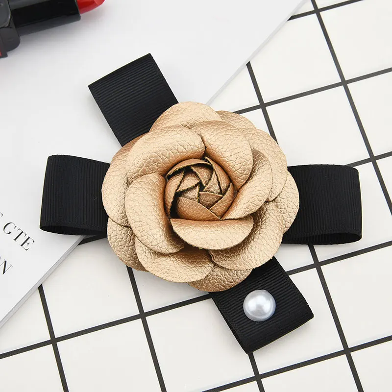Роскошные большие кожаные жемчуг камелии Броши роза цветок аксессуары|Броши| |