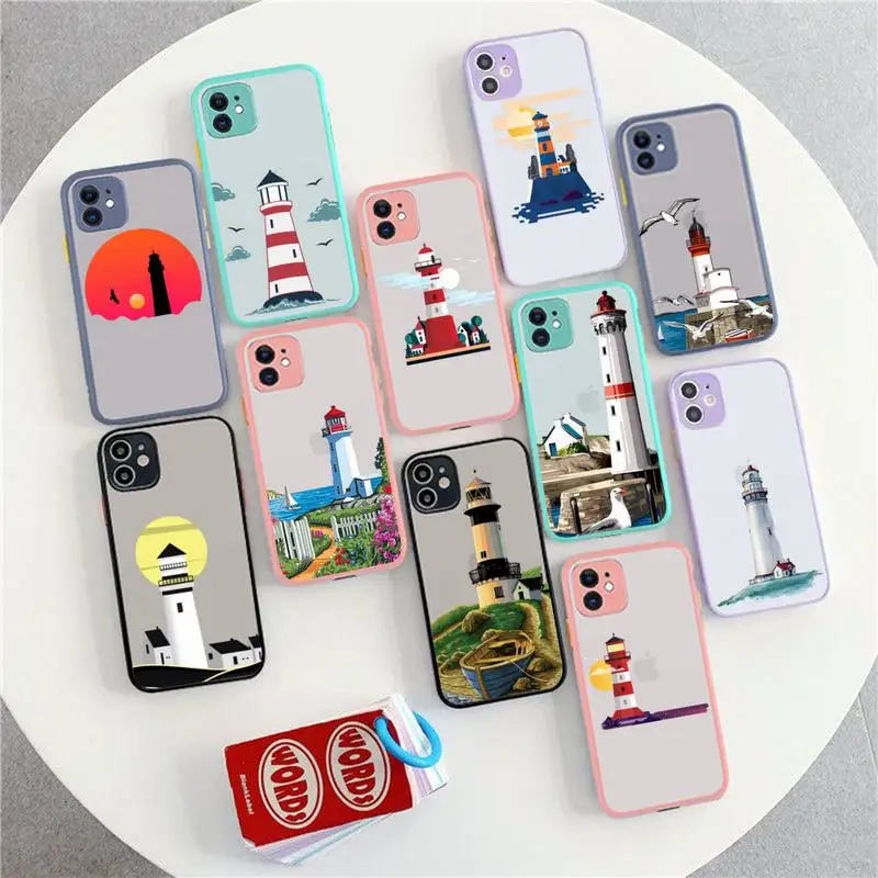 

YNDFCNB Lighthouse Print Bird Seagull Phone Case for iPhone 11 12 13 mini pro XS MAX 8 7 6 6S Plus X 5S SE 2020 XR cover