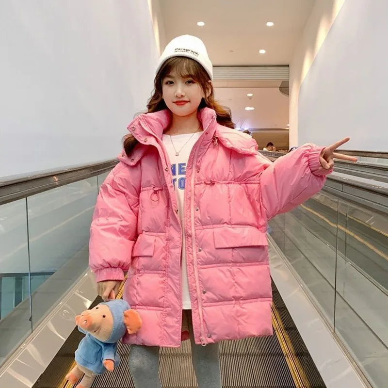 Куртка-парка для мальчиков и девочек длинная розовая Зимняя | Детская одежда