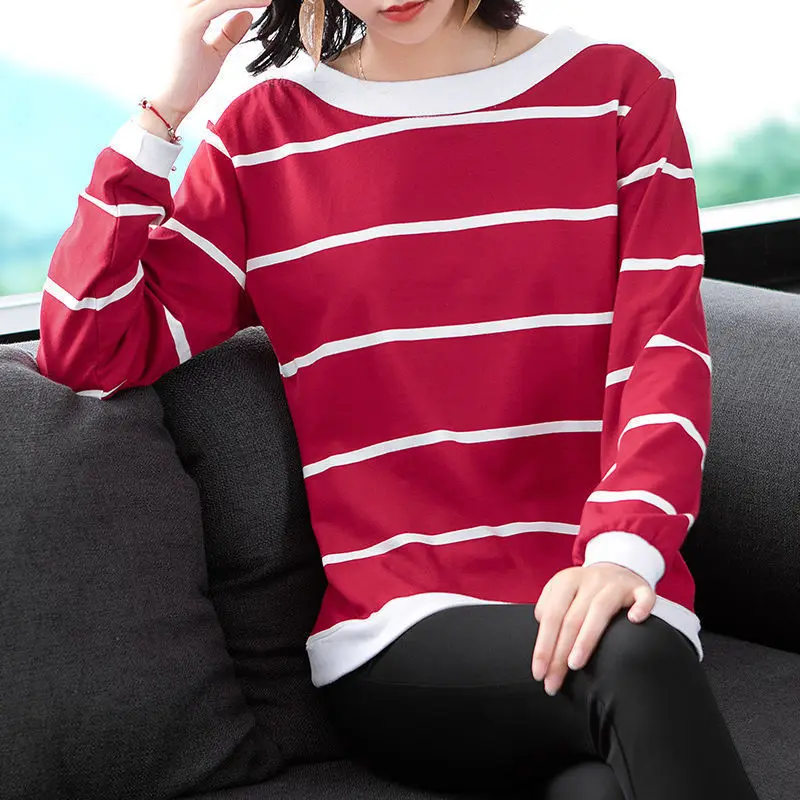 Женская Повседневная футболка в синюю и белую полоску женские свободные