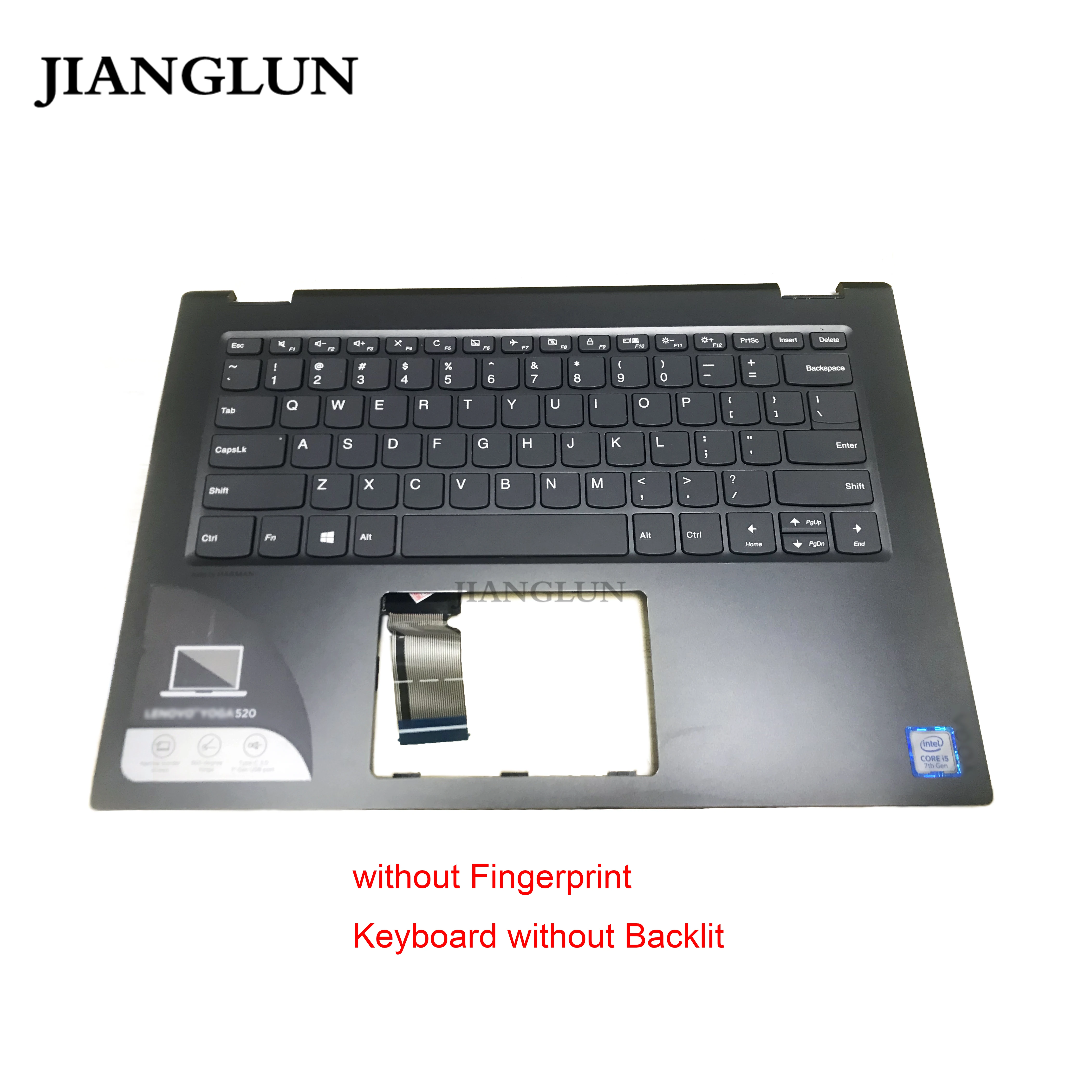 

JIANGLUN Used Palmrest Upper Base Cover with Keyboard For Lenovo Yoga 520-14IKB