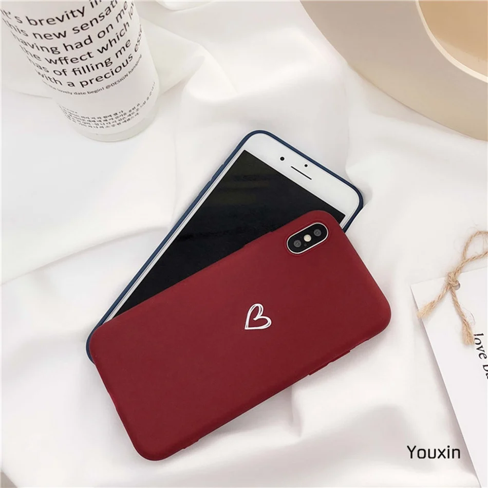 For Samsung S9 S8 S10 Plus Case Love Heart Print Back Cover Galaxy Note 9 8 Retro Lovely Pattern Matte Soft Cases |