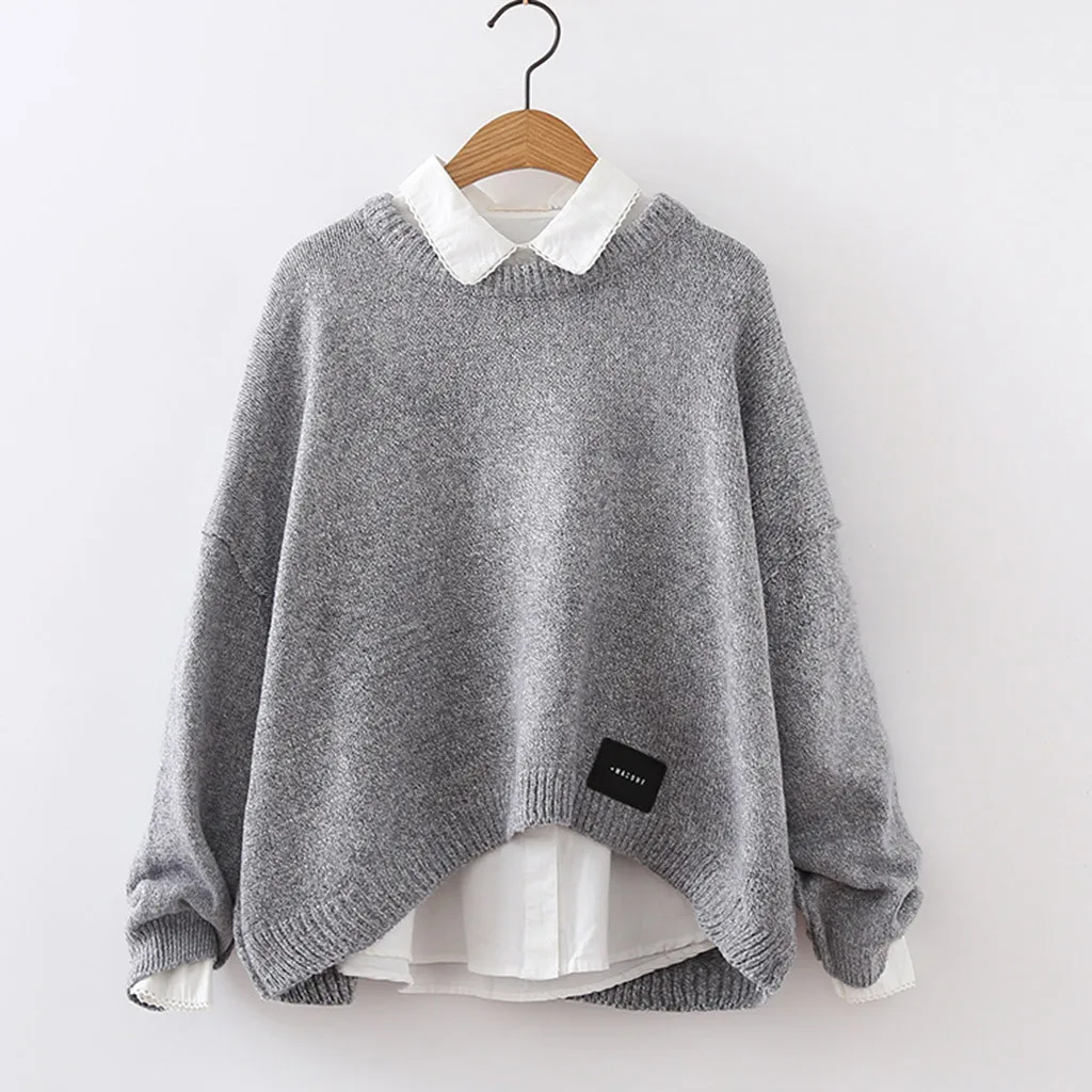 Свитер Женский вязаный осенне-зимний с круглым вырезом | Женская одежда