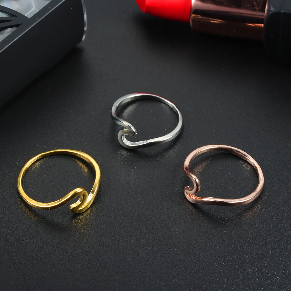 Женские Простые волнистые кольца свадебные украшения белого и золотого цвета