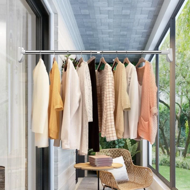 

Telescopic Clothing Rod Punch-free Adjustable Shower Curtain Rods And Accessories Extendable Stainless Steel Simple Support Rod