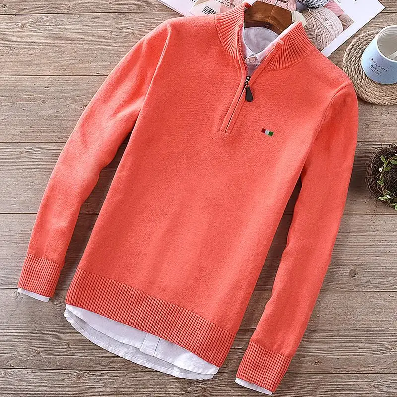 Мужские свитера с длинным рукавом и вышивкой повседневные плотные вязаные