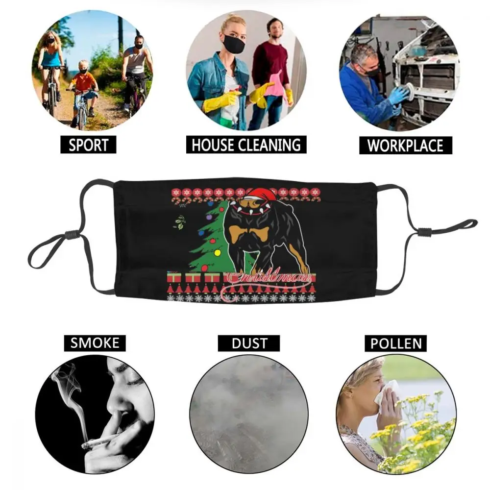 

Ugly Christmas Rottweiler Dog Lover Xmas Gift Reusable Mouth Face Mask Anti Haze Dustproof Mask Protection Respirator Muffle