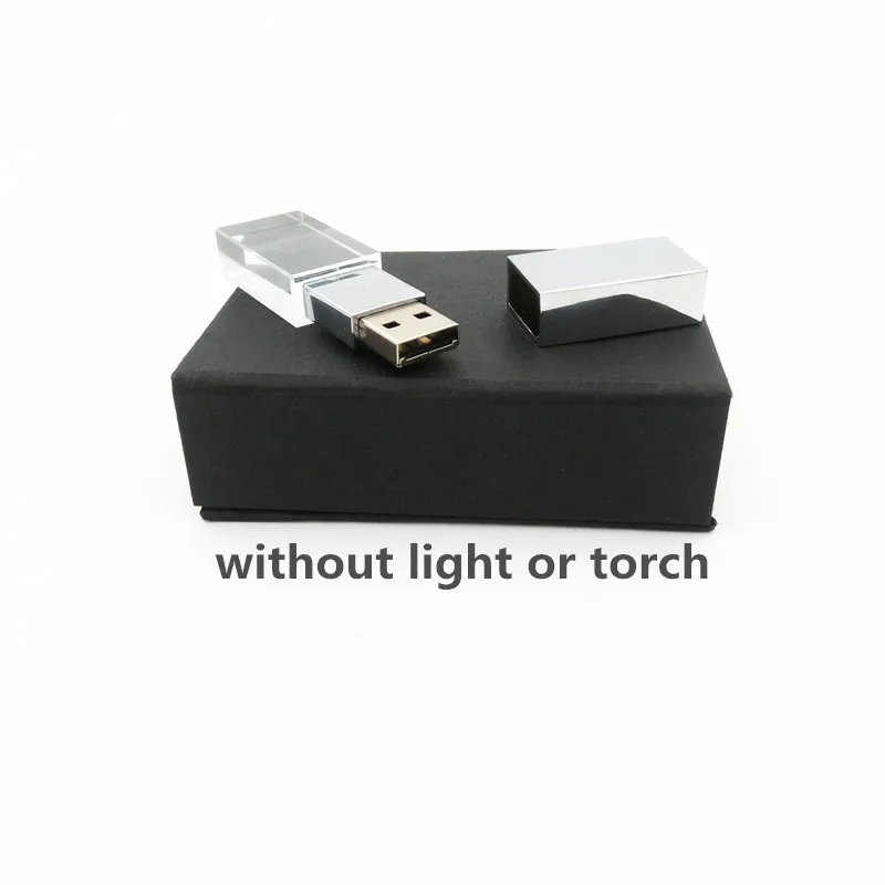 New hot transparent crystal usb with colour led light usb+box 4GB 8GB 16GB 32GB flash drive sticks (over 30 pcs free logo) |