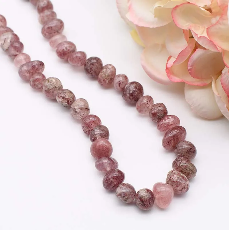 

2strands/lot Natural Strawberry Crystal irregular round Stone Beads For DIY necklace bracelet jewelry making 15 "free delivery