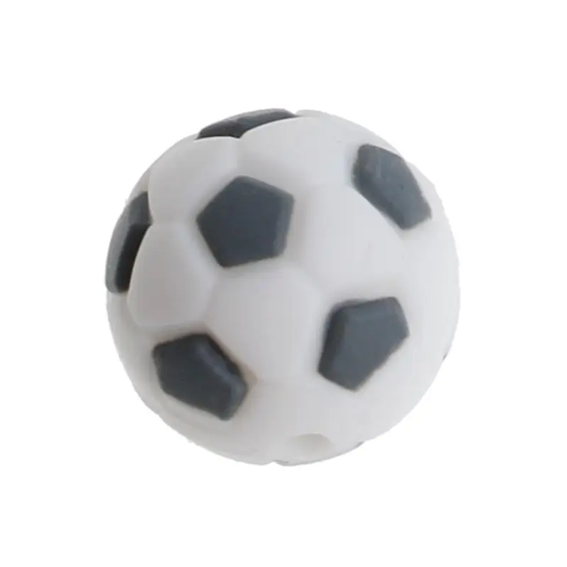 

Silicone Beads 15mm Baby Teether Football Food Grade Silicone Soccer Round Bead BPA Free Bracelet Making Teether