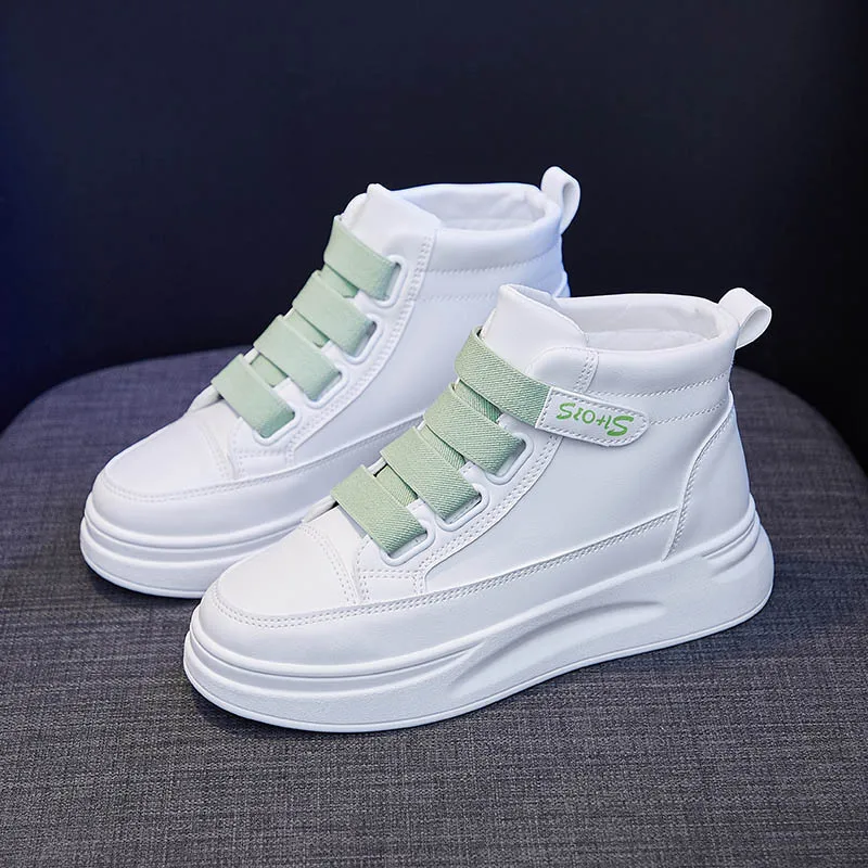 

2021 New Women Sneakers White Tennis Women Slip on Female High Top Row Shoes Platform Flats Casual Ladies Vulcanize Shoes