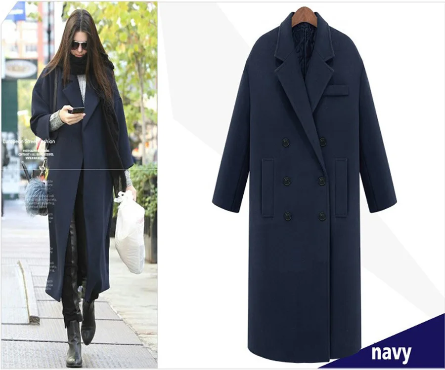 

2021 New Winter Autumn Elegant Women Solid Long Wool Coat Women Double Breasted Long Sleeve Loose Coat Chic Stylish Jacket W874