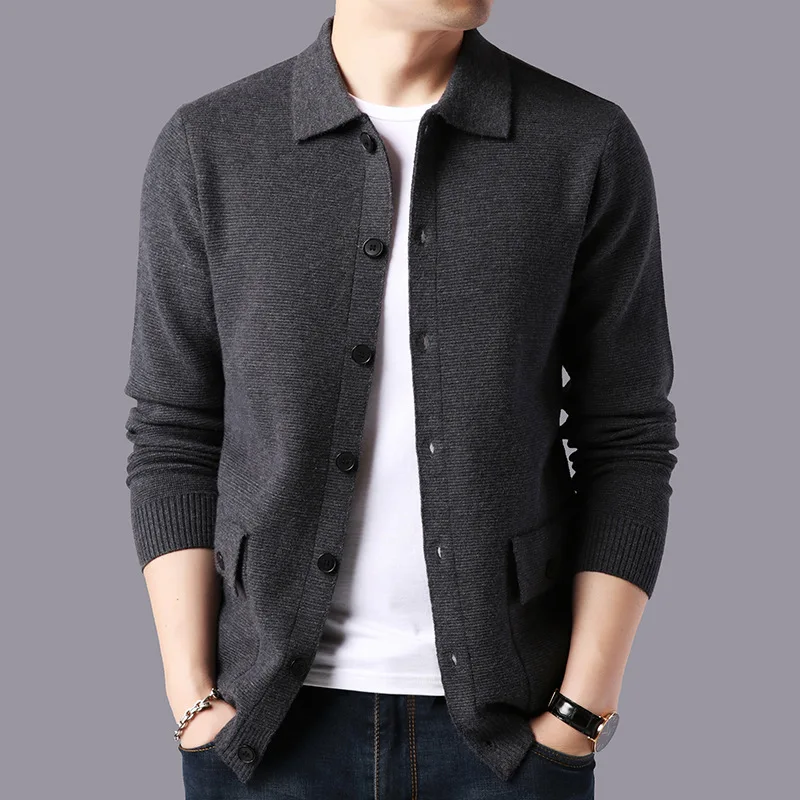 Men Sweater Cardigans Autumn Winter Fashion Warm Cashmere Woolen Cardigan with Pockets Casual Jacket Streetwear |