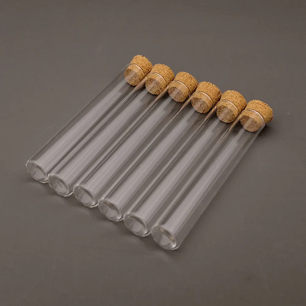 

50pcs/lot Lab 12x100mm Flat bottom Glass Test Tube With Cork Stoppers for School Laboratory experiment