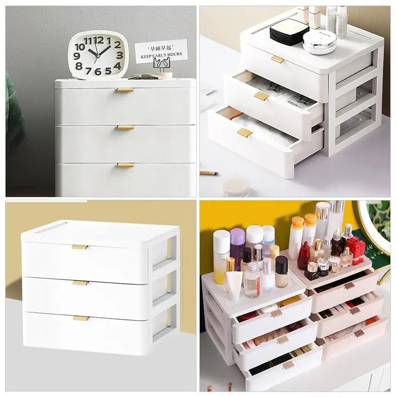 

1PC Tabletop Storage Box Drawer Type Organizing Storage Box Makeup Box (White)