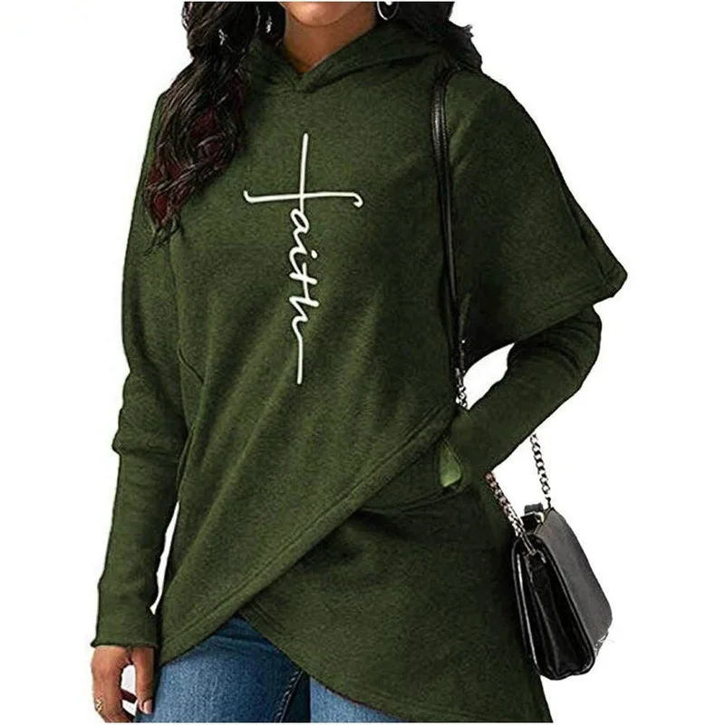 

Hoodies Women Antumn Fashion Long Sleeves Letter Print Hooded Crewneck Sweatshirt Casual Streetwear Pocketed Ladies Pullovers