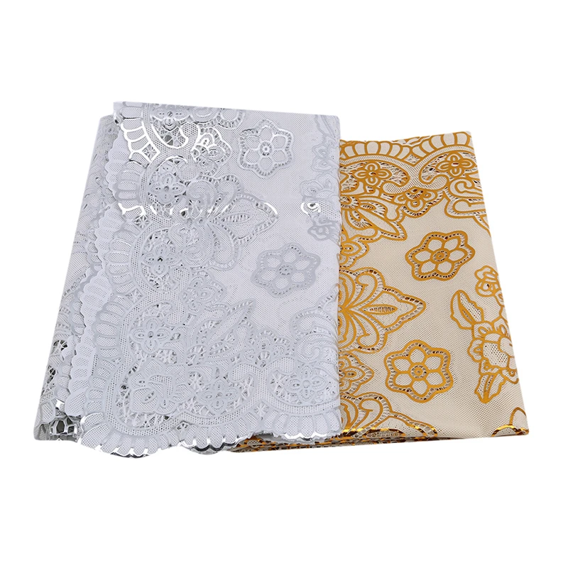 Роскошная вышитая скатерть из органзы золотого цвета с цветами ПВХ позолотой