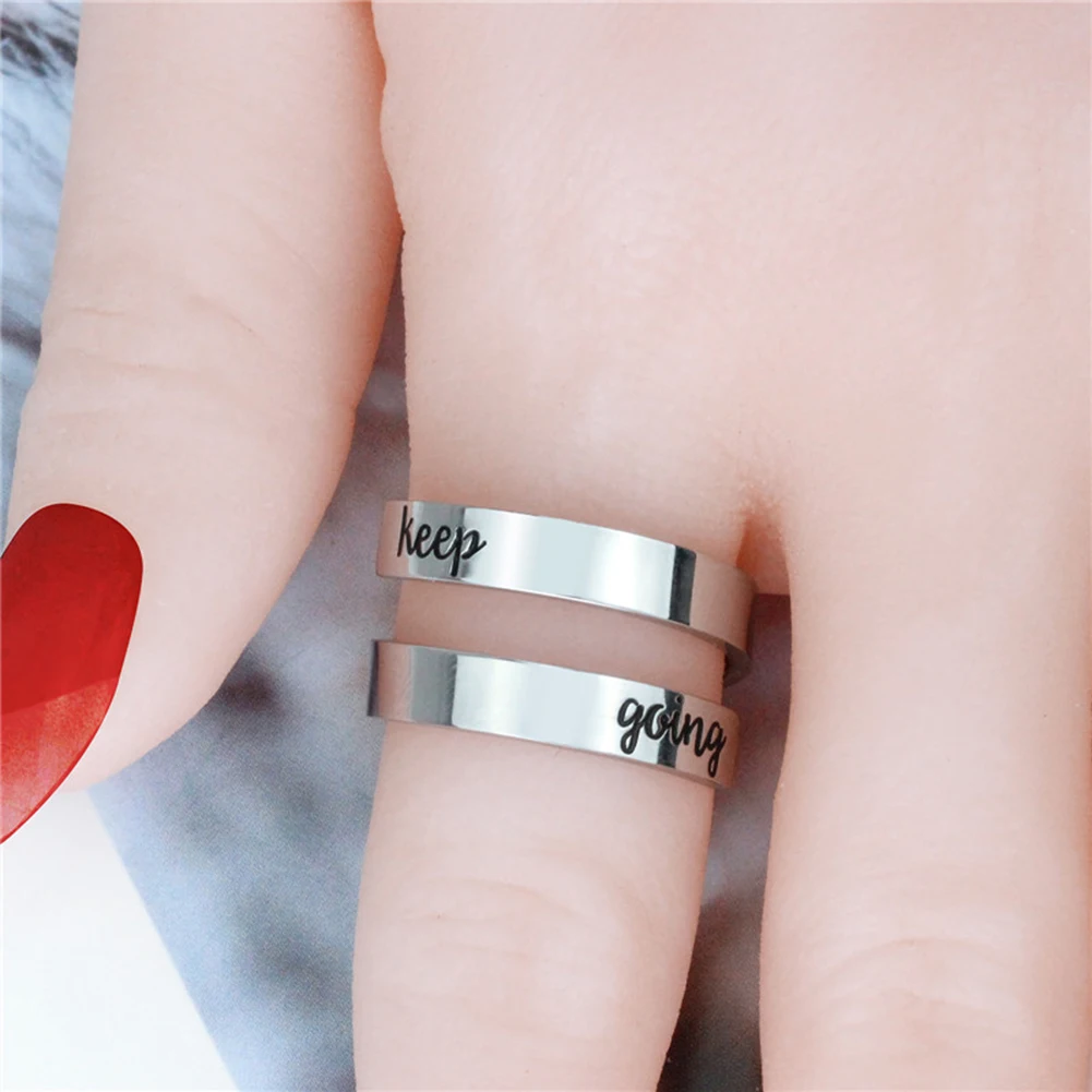 

Simple Carved Letter Adjustable Finger Rings Metal Charming Opening Knuckle Ring for Adult Holiday Party Jewelry Gift