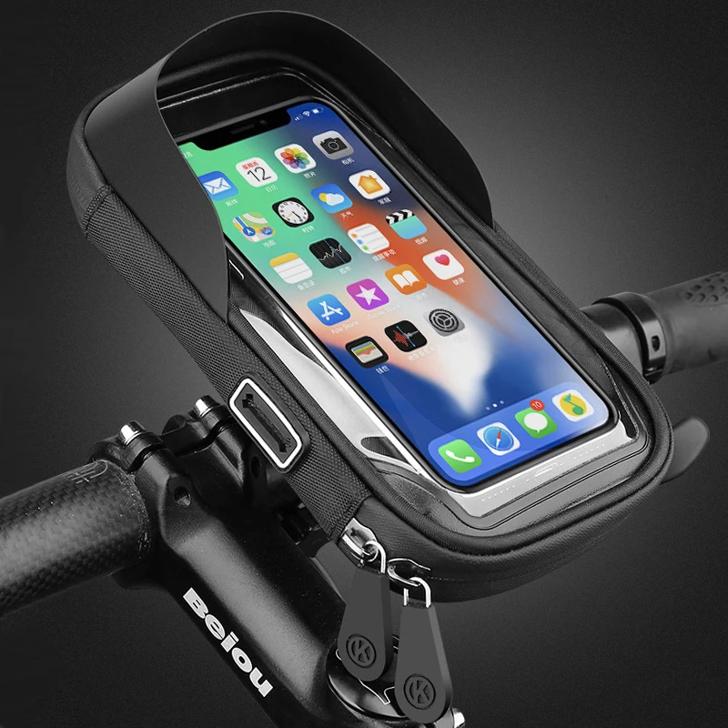 

Waterproof Bike Bicycle Phone Mount Bag Case Motorcycle Handlebar Phone Holder Stand for 4.5-6.4 Inch Mobile Cell Phones