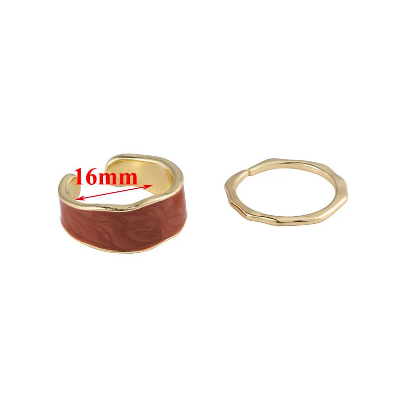 

Women Girls Geometric Round Opening Rings Simple All-match Niche Oil Drop Metal Ring 2Pcs/Set Drip Glaze Finger Rings Jewelry