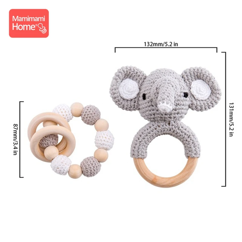 Elephant Set 3 Детский деревянный Прорезыватель крючком игрушки животных деревянные пустые грызуны олень погремушка пустышка зажим подвеска силиконовые бусины детские товары - Цвет: Elephant Set 3