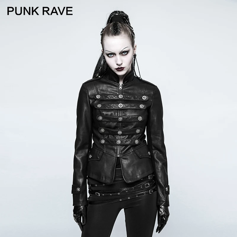 Женская Байкерская кожаная короткая куртка в стиле панк рок на Хэллоуин для
