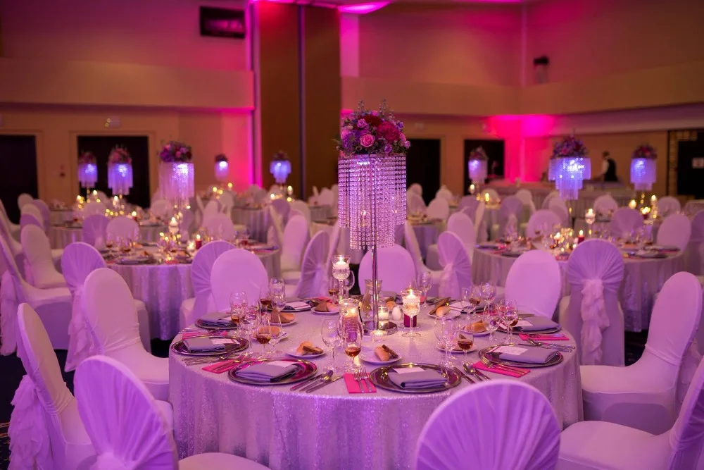 

Хороший 62 см высокий круглый 2-Ярусный хрустальный стол центральный столик с бусинами пряди Цветочная подставка свадебное украшение 10 шт./л...