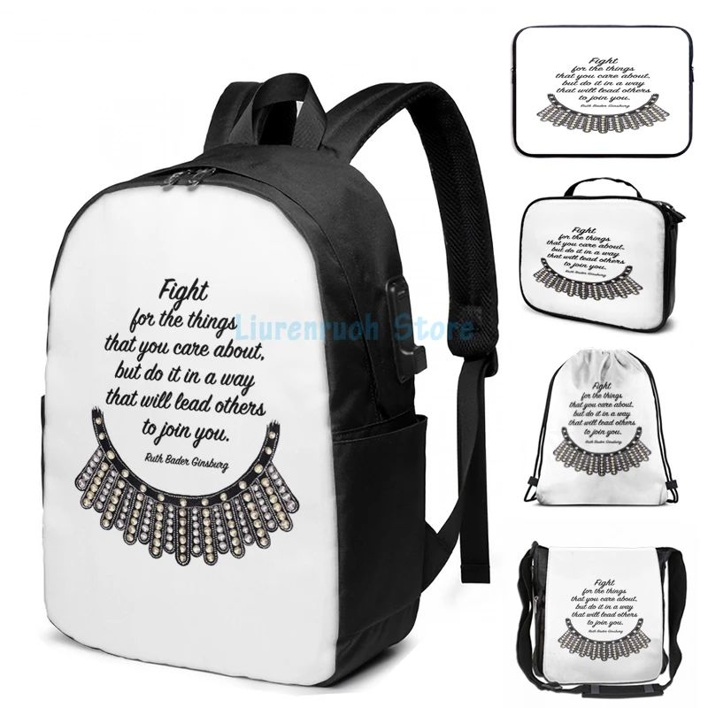 Забавный графический принт Рут Бадер гинсбург рюкзак с USB-зарядкой мужские