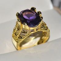 hoyon natural amethyst gemstone real 14 k yellow gold color for women anillos de oval invisible setting engagement rings box