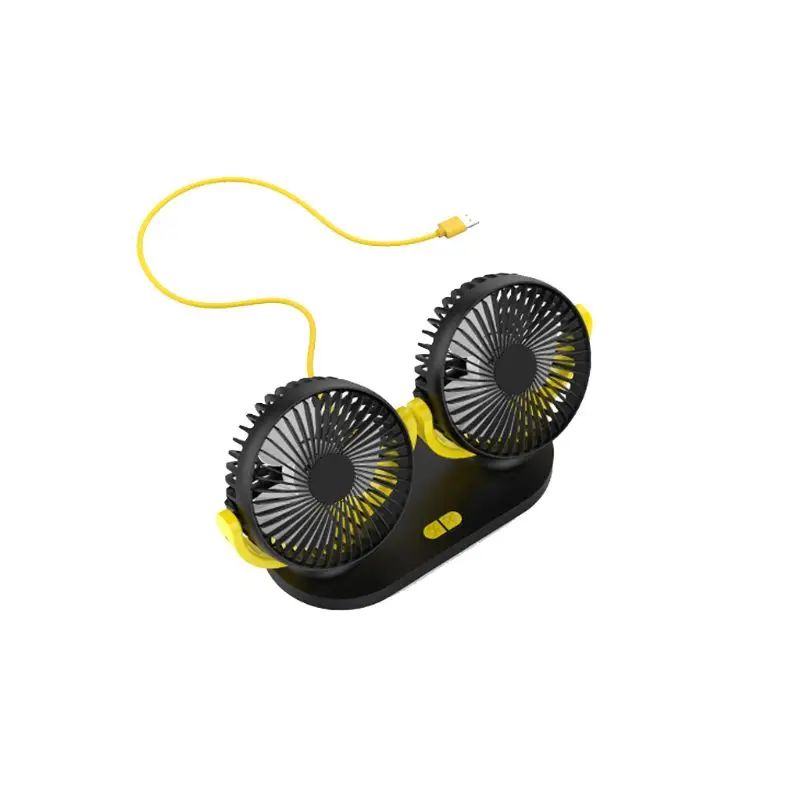 

5V USB Fan 360 Rotatable Dual Head 3 Speeds Adjustable Dashboard Auto Car Fan
