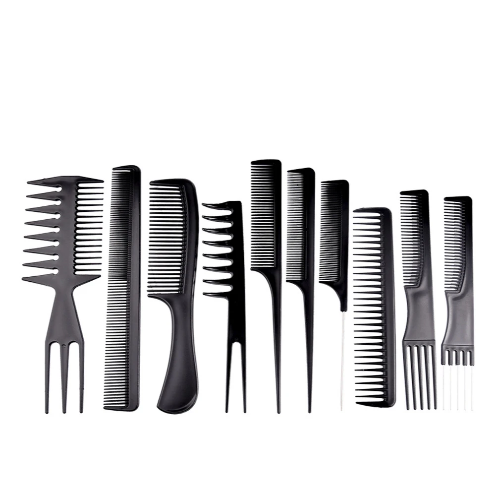 10 шт Черный парикмахерская расческа углеродного гребень для волос анти
