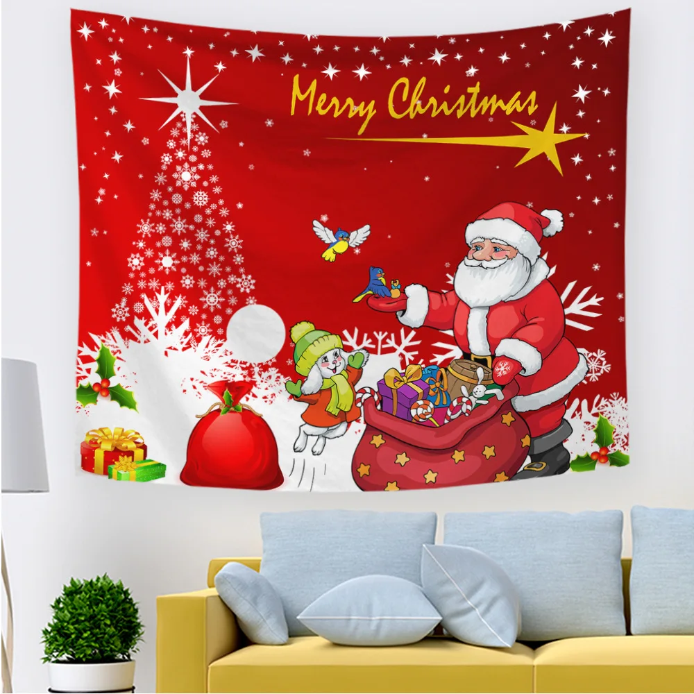 

Cartoons Christmas Tapestry Home Wall Hanging Cloth High Quality Background Cloth Xmas Home Decoration Bedspread Wall Carpet