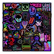 50 Pcs Bike Neon Lights Stickers Fashion Funny Bagage Mobiele Telefoon Computer Notebook Decals Decoratieve Fietsframe Stickers