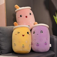 hot 1pc 55cm adorable cartoon bubble tea cup shaped pillow with suction real life stuffed soft back cushion funny boba food gift