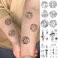 water transfer temporary tattoo sticker spaceship gossip mountains flash tatoo circular pattern wrist body art fake tatto woman