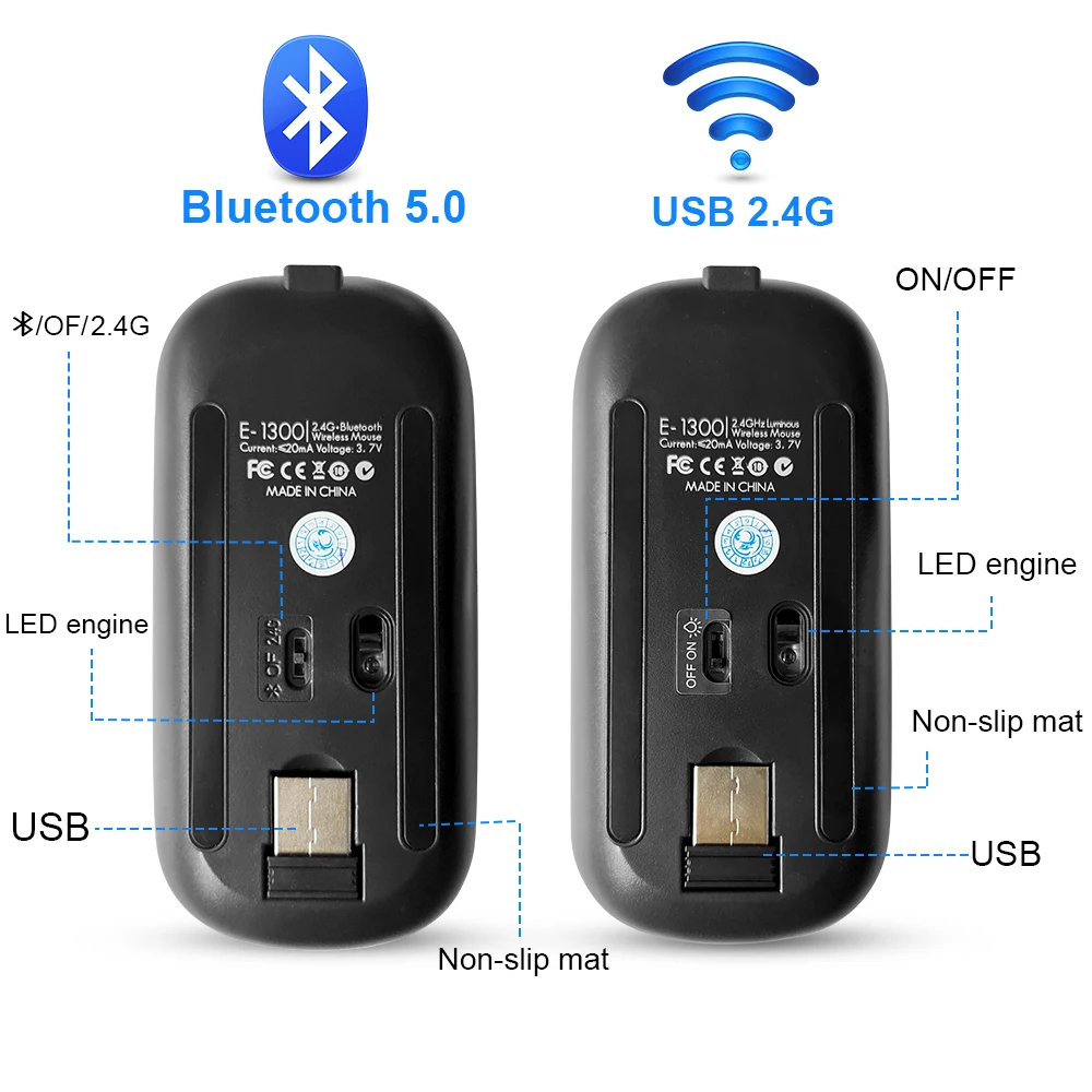 

2020 Wireless Mouse Bluetooth RGB Rechargeable Mouse Wireless Computer Silent Mause LED Backlit Ergonomic Gaming Mouse Laptop