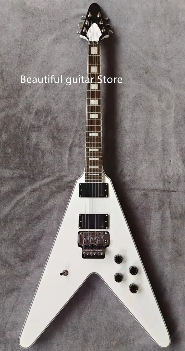 

Electric guitar, white, Original original series 70s Flying V, pearl inlay, guitar on sale, free shipping